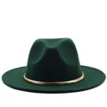 Chapeau Fedoras en feutre monochrome pour hommes et femmes noir vert large bord simple église