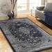 Allstar Rugs Distressed Midnight Blue and Grey Rectangular Accent Area Rug with Ivory Persian Design - 7' 6"x9' 8"