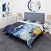 Designart 'Abstract Yellow and Blue Waves' Modern Duvet Cover Comforter Set