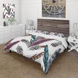 Designart 'Colourful Boho Feather Set V' Bohemian & Eclectic Duvet Cover Comforter Set