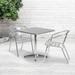 27.5" Square Aluminum Indoor-Outdoor Table Set with 2 Slat Back Chairs