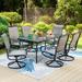 7/8 Pieces Patio Dining Set, 6 x Swivel Dining Textilene Chairs and 1 Metal Table with 2.6" Umbrella Hole