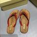 Michael Kors Shoes | Michael Kors Flip Flops With Logo | Color: Red/Tan | Size: 7