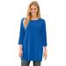 Plus Size Women's Perfect Three-Quarter-Sleeve Scoopneck Tunic by Woman Within in Bright Cobalt (Size 3X)