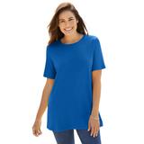 Plus Size Women's Perfect Short-Sleeve Crewneck Tee by Woman Within in Bright Cobalt (Size 2X) Shirt