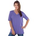 Plus Size Women's V-Neck Ultimate Tee by Roaman's in Dusty Purple (Size 5X) 100% Cotton T-Shirt