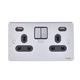 Schneider Electric Ultimate Low Profile - Switched Double Power Socket, 13A with 2 4A USB Charging Ports, GGBGU3524DBBC, Brushed Chrome with Black Insert