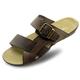 Harssidanzar Mens Leather Slide Sandals GM209UK,Brown,Size 42