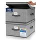 TOPP4u Large Storage Box with Lid, 2 x - 40 x 50 x 25 cm - 50 L - Extra Large Folding Box for Wardrobe & Shelf - Foldable Organiser Box - Grey/Beige - Set of 2