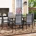 Lark Manor™ Alyah Rectangular 6 - Person 61.3" Long Aluminum Outdoor Dining Set Plastic/Metal in Black/Brown | 100 W x 80 D in | Wayfair