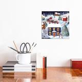 East Urban Home Santa Reindeer Christmas Eve Cheryl Bartley by Cheryl Bartley - Wrapped Canvas Painting Print Canvas in Blue/Green/Red | Wayfair