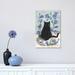 East Urban Home Black Cat w/ Bellflowers I by Andreea Dumez - Wrapped Canvas Graphic Art Canvas in Black/Blue/Gray | 18 H x 12 W x 1.5 D in | Wayfair