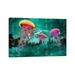 East Urban Home Electric Jellyfish in front of a Mountain by David Loblaw - Wrapped Canvas Graphic Art Print Canvas in Blue/Green/Indigo | Wayfair