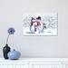 East Urban Home Snowman Family - Wrapped Canvas Painting Print Canvas in Blue/Red/White | 12 H x 18 W x 1.5 D in | Wayfair