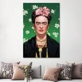 East Urban Home Frida Kahlo by Nikita Abakumov - Wrapped Canvas Graphic Art Print Metal in Black/Green/Pink | 60 H x 40 W x 1.5 D in | Wayfair