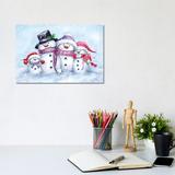 East Urban Home Snowman Family II by Makiko - Wrapped Canvas Painting Print Canvas in Blue/Gray/Indigo | 8 H x 12 W x 0.75 D in | Wayfair