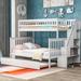 Hazzard Twin over Full Solid Wood Standard Bunk Bed w/ Staircase & Trundle by Harriet Bee in White | 65.3 H x 57.8 W x 90.9 D in | Wayfair