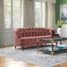 Willa Arlo™ Interiors Joannes 84" Velvet Rolled Arm Chesterfield Sofa Velvet in Red/Pink | 32 H x 84 W x 39 D in | Wayfair
