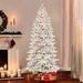 The Holiday Aisle® Slim Flocked Fraser 7.5' White/Green Fir Artificial Christmas Tree w/ 500 Multi-Color Lights | Wayfair