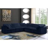 Blue Sectional - Everly Quinn Millersburg 119" Wide Velvet Reversible Modular Corner Sectional Velvet | 32 H x 119 W x 120 D in | Wayfair