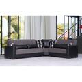Gray/Black Sectional - Ottomanson Armada Reversible L-Shaped Sleeper Sofa Sectional w/Storage Seats for Living Room Microfiber/Microsuede | Wayfair