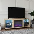 Latitude Run® Vaske TV Stand for TVs up to 70" w/ Fireplace Included Wood in Brown | 24.9 H in | Wayfair 1E71B0142F9945999ECF3C520CF2F438