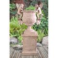 Trinx Angels Urn On Base Garden Statue Stone, Fiberglass in Gray | 65.5 H x 22.65 W x 37.25 D in | Wayfair 1605B1426F134C9A80F6EA24A2A4F081