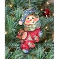 The Holiday Aisle® Beardly Wood Hanging Figurine Ornament Wood in Blue/Brown/Red | 5 H x 4 W x 0.25 D in | Wayfair 4A188B0E684343B99CC303C4266812D5