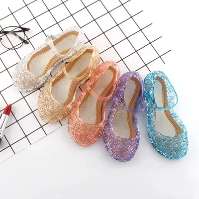 Sandales d'été à talons hauts en cristal pour petites filles chaussures de princesse pour fête