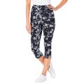 Plus Size Women's Stretch Cotton Printed Capri Legging by Woman Within in Black White Tie Dye (Size 4X)