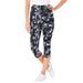 Plus Size Women's Stretch Cotton Printed Capri Legging by Woman Within in Black White Tie Dye (Size 4X)