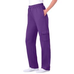 Plus Size Women's Better Fleece Cargo Sweatpant by Woman Within in Radiant Purple (Size S)