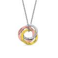 U/D Personalised Russian Ring Necklace with Customised 3 Colour Rings 925 Sterling Silver Family Pendant Gift Mom