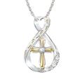 The Bradford Exchange 'Footprints In The Sand' Diamond Infinity Pendant Necklace – A unique faith-inspired cross necklace inspired by 'Footprints in the Sand.', 4 genuine diamonds