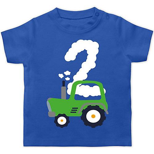Baby Geburtstag Geburtstagsgeschenk - Baby T-Shirt kurzarm - Traktor Geburtstag 2 - T-Shirts Kinder blau Kleinkinder