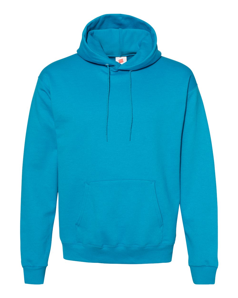 Hanes P170 Ecosmart 50/50 Pullover Hooded Sweatshirt in Teal size Large | Cotton Polyester