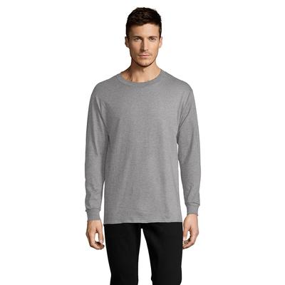 Hanes 5286 Men's 5.2 oz. ComfortSoft Cotton Long-Sleeve T-Shirt in Oxford Grey size 3XL