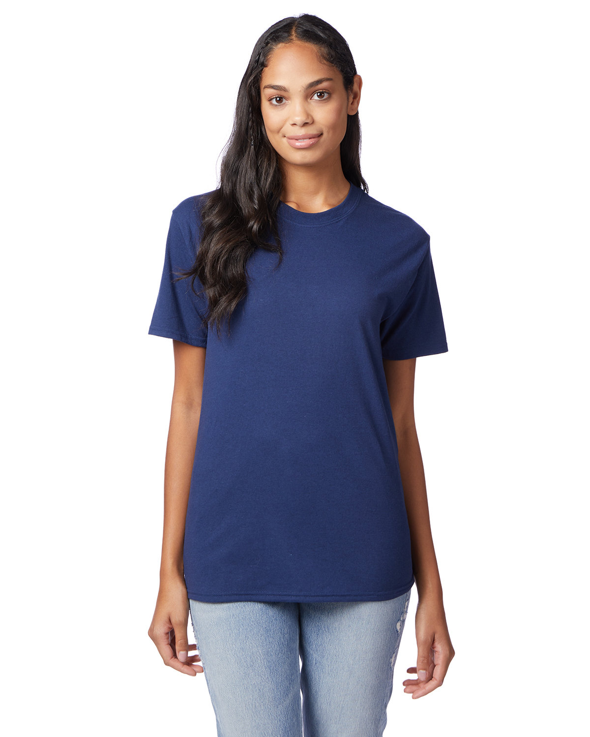 Hanes 42TB Adult Perfect-T Triblend T-Shirt in Solid Navy Blue size Medium