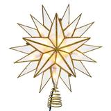 Kurt S. Adler 51161 - 10 Light 9" Indoor Gold Capiz Star Christmas Tree Topper