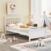 Twin Size Wooden Platform Bed With Slat Support and Headboard in White