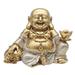 Q-Max 11"W Gold and Silver Maitreya Buddha Holding Gold Ingot and Money Sack Statue Feng Shui Decoration Religious Figurine