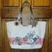 Coach Bags | Coach Canvas & Leather Seashell Beach Bag Tote | Color: Pink/White | Size: Os