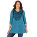 Plus Size Women's Impossibly Soft Tunic & Scarf Duet by Catherines in Deep Teal (Size 3X)
