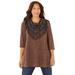 Plus Size Women's Impossibly Soft Tunic & Scarf Duet by Catherines in Chocolate Ganache (Size 0X)