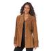 Plus Size Women's Fringe Suede Jacket by Roaman's in Nutmeg (Size 16 W)