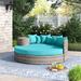 Sol 72 Outdoor™ Rochford 70" Wide Outdoor Patio Daybed w/ Cushions All - Weather Wicker/Metal in Blue | 30 H x 70 W x 70 D in | Wayfair