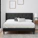 Andover Mills™ Petersen Tufted Low Profile Platform Bed Upholstered/Polyester/Metal in Gray/Black | 46.06 W x 89 D in | Wayfair