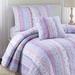 August Grove® Paolucci Palafox Batheaston Pink/Blue/White 100% Cotton in Indigo | King Quilt + 2 King Shams | Wayfair