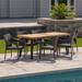 George Oliver Outdoor Acacia Wood/Wicker 7 Piece Dining Set Wood in Brown/White | 29.5 H x 68.9 W x 33.07 D in | Wayfair