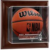 Milwaukee Bucks Brown Framed Wall-Mountable 2021 NBA Finals Champion Logo Basketball Display Case